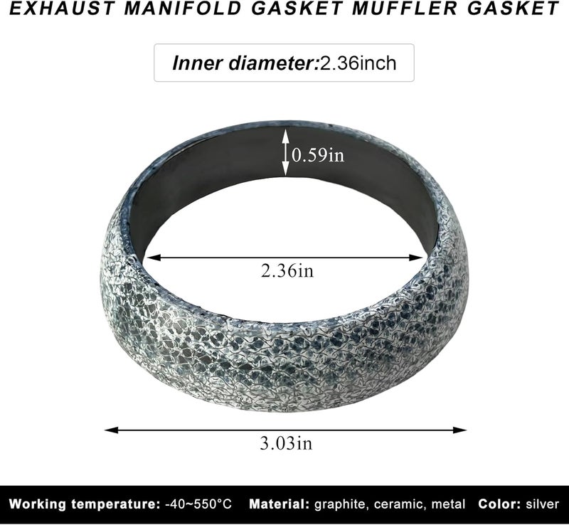 FSTURIOS ID 60mm Car Exhaust Gasket, High Grade Graphite Exhaust Flange Gasket Muffler Ring, Universal Leakproof Manifold Downpipe Exhausts Donut Gaskets Replacement for SUV Truck RV - Image 2